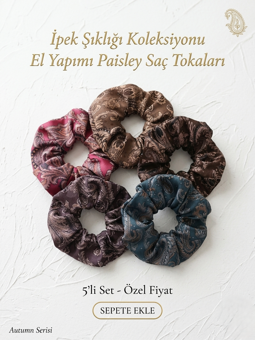 El Yapımı 5'li Etnik Desen Saç Tokası
